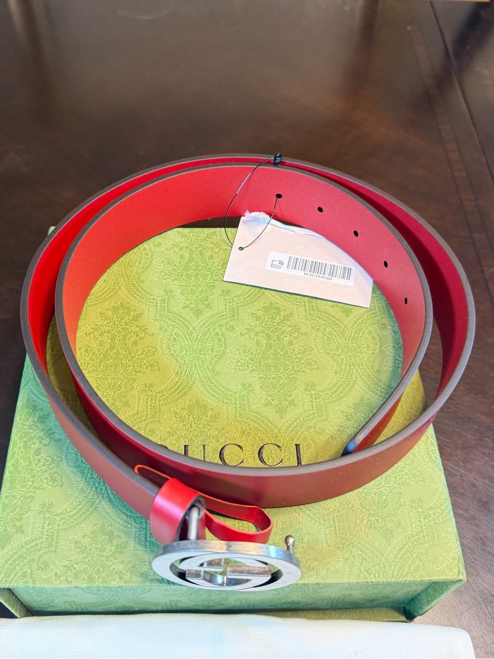 New Gucci GG Logo Belt Red Size 38 / 95 cm Fits a Waist 34 - 38 - Picture 4 of 13